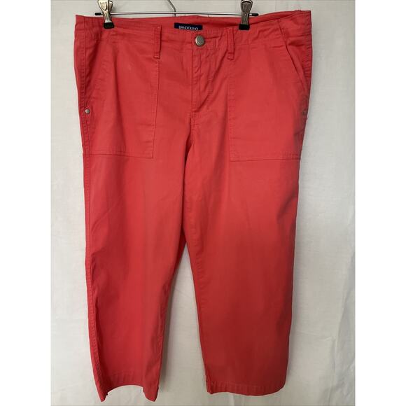 Bandolino Tanya Utility Capri Pants Women's Size 10 Coral Solid Pockets - Picture 1 of 10